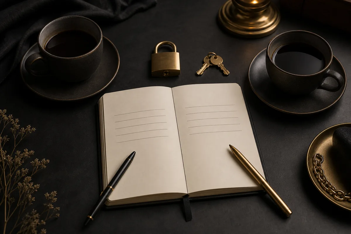 Two-person planning scene with notes for boundaries and weekly check-ins