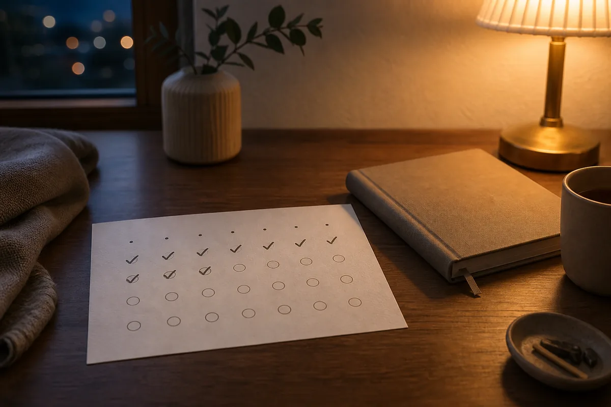 Evening notebook and simple weekly Locktober habit tracker